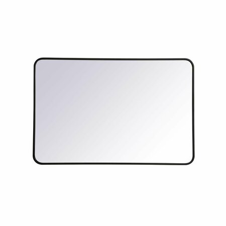 ELEGANT DECOR 28 x 42 in. Soft Corner Metal Rectangular Mirror, Black MR802842BK